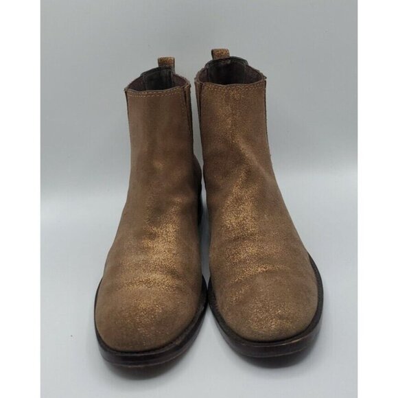 Tory Burch Wade Chelsea Gold Shimmer Leather Ankle Boot Women's 9M /40 - Picture 2 of 12